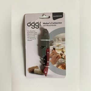 Oggi Stainless Steel Waiter's Corkscrew & Bottle Opener With Wood Handle